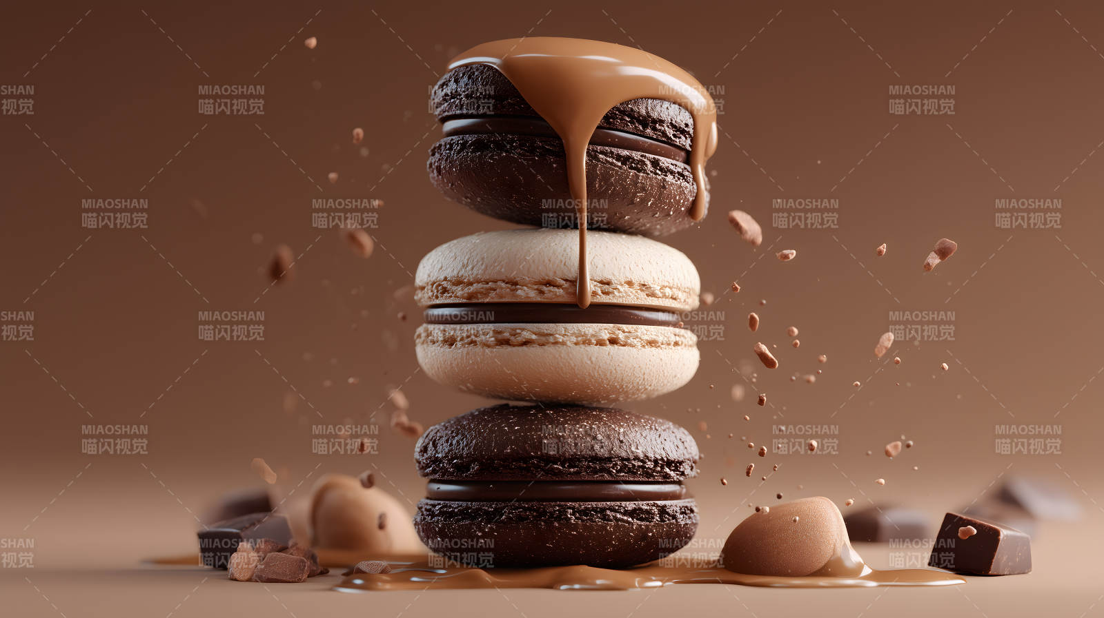 巧克力马卡龙特写图片