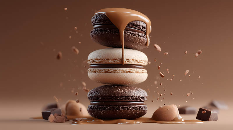 巧克力马卡龙特写图片