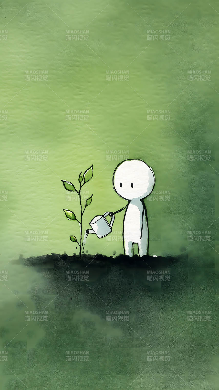 浇灌幼苗茁壮成长图片