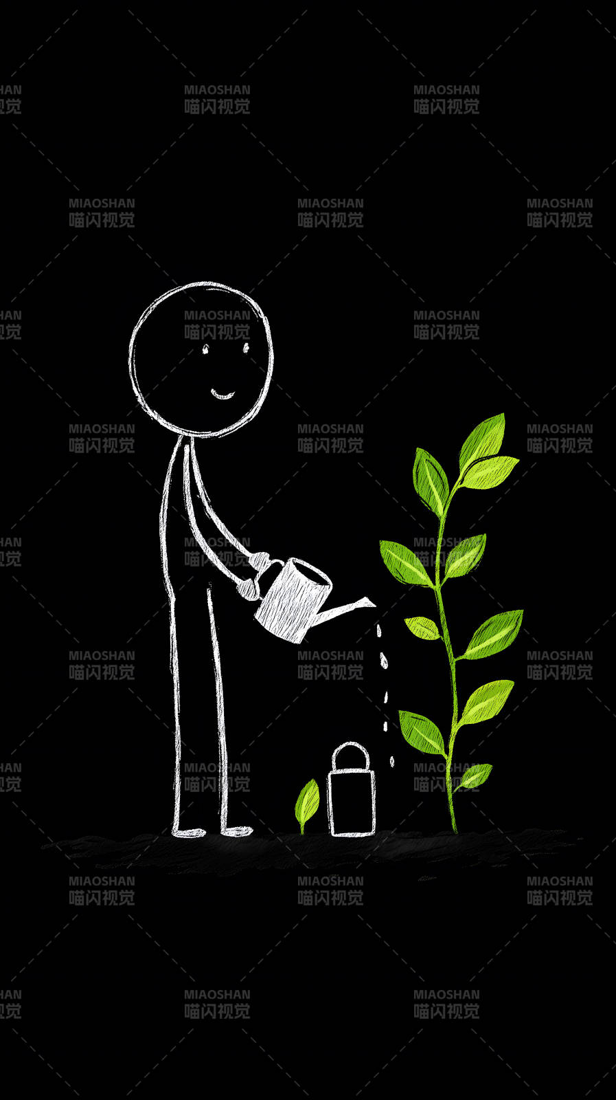 浇水育苗成长希望图片