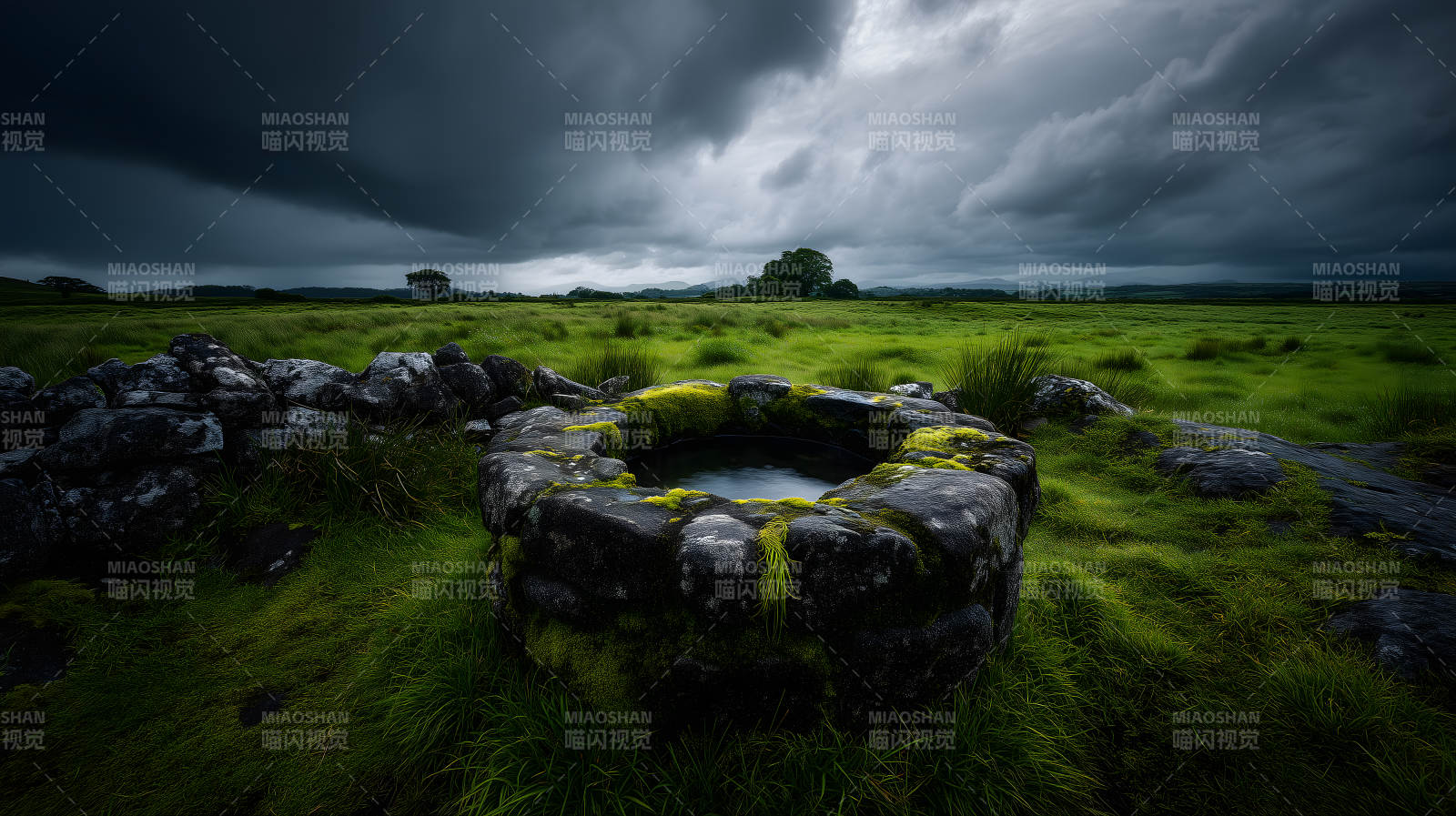 古井风光阴云密布图片