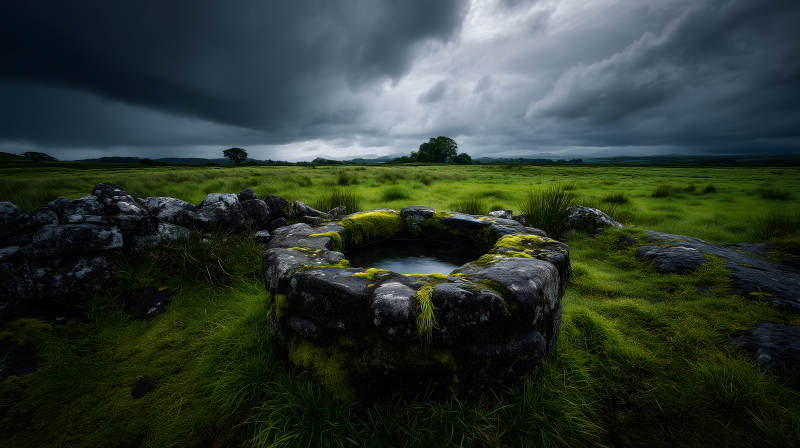 古井风光阴云密布图片