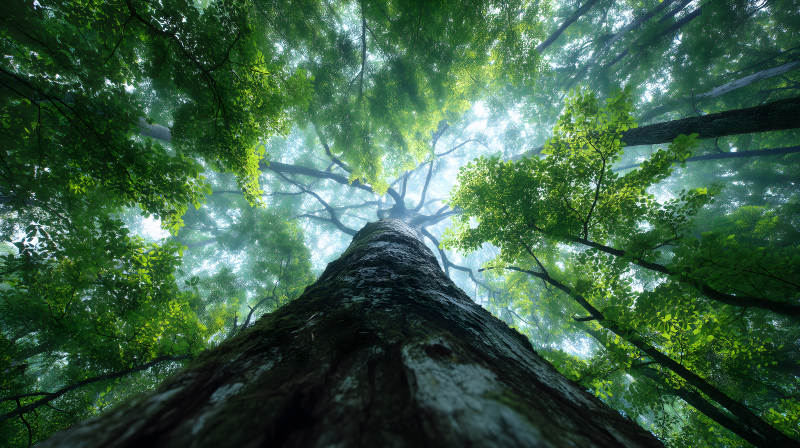 仰望森林树木天空光线图片