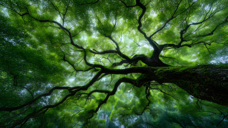 俯瞰绿树枝繁叶茂图片