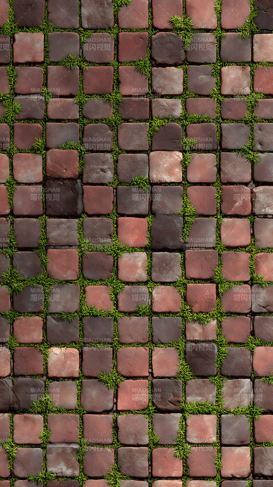 砖块草地铺成的地面纹理图片