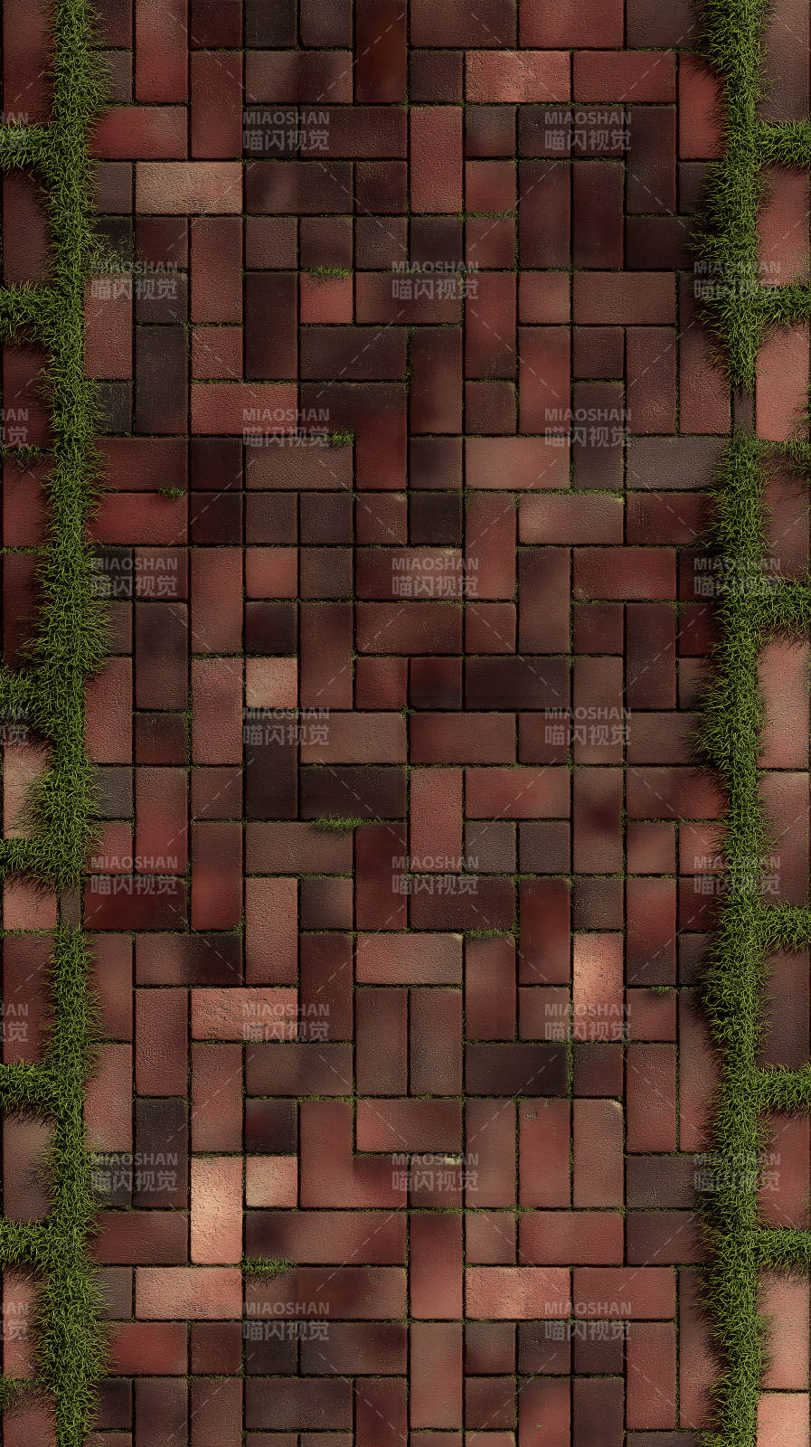 红砖铺面植物点缀图片