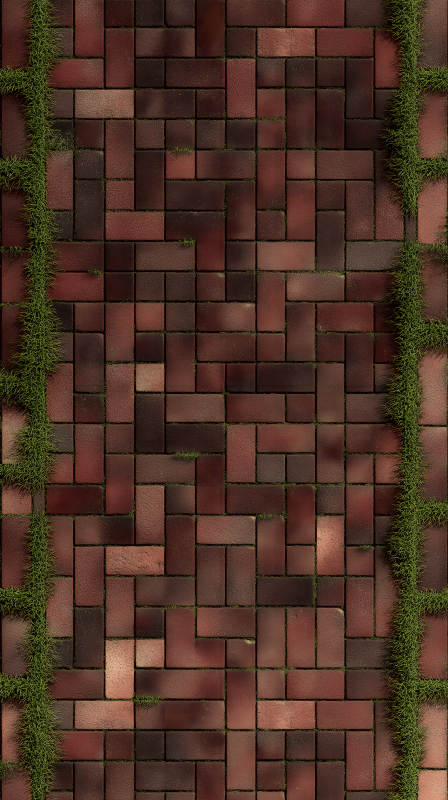 红砖铺面植物点缀图片