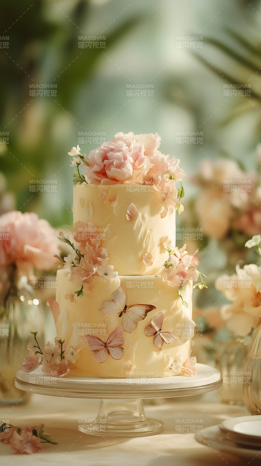 精致蛋糕蝴蝶装饰图片