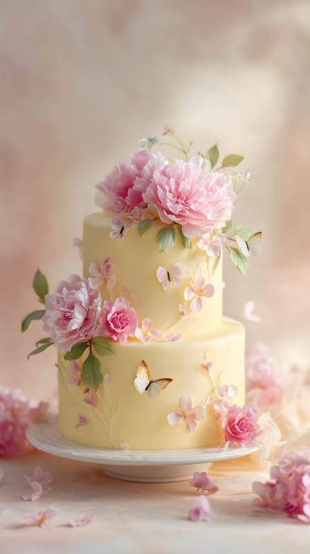 粉色花朵蛋糕图片