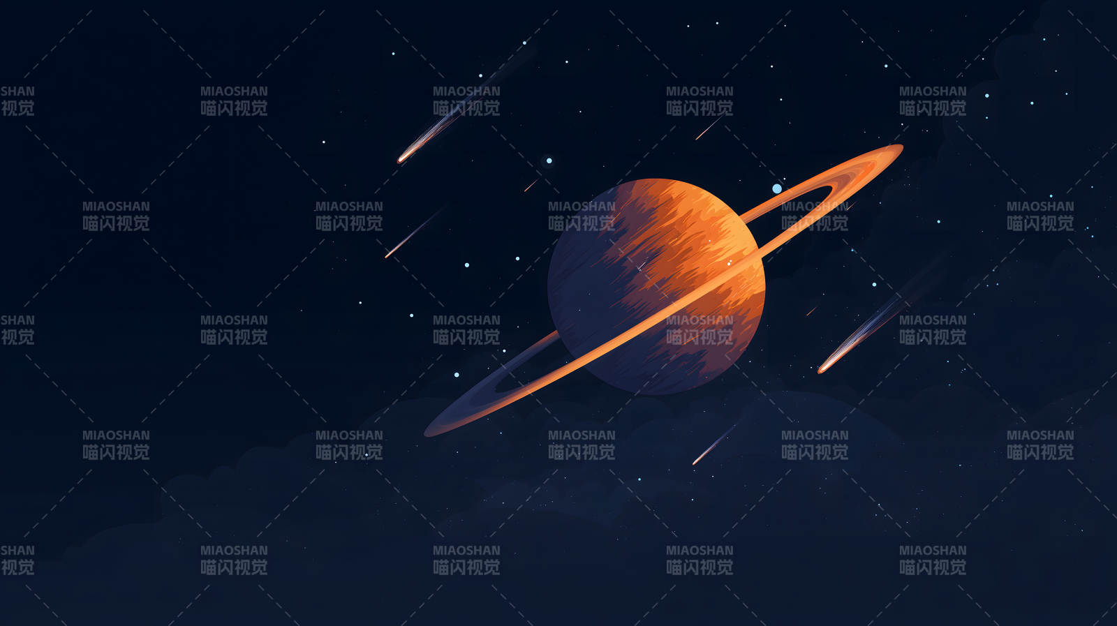 星空星球流星夜空图片