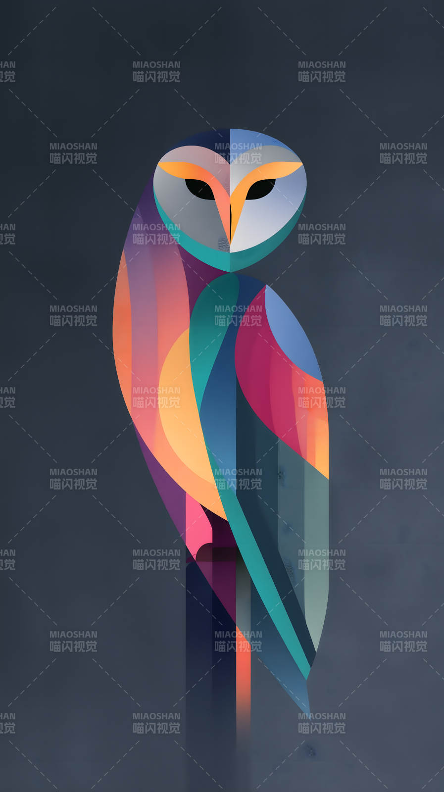 几何猫头鹰彩色简约图片