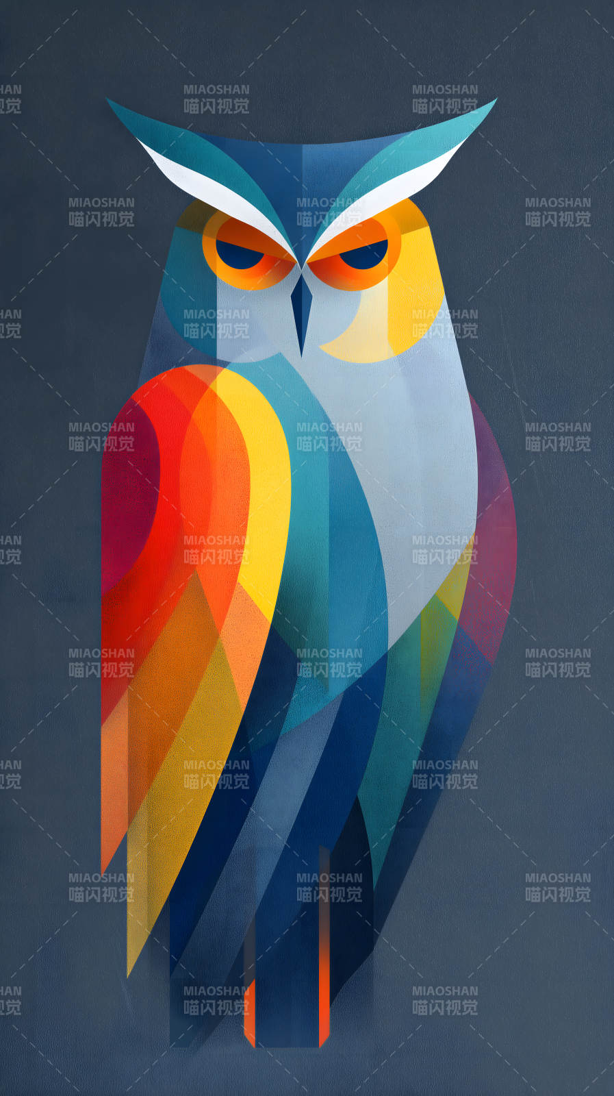 几何风格猫头鹰插画图片