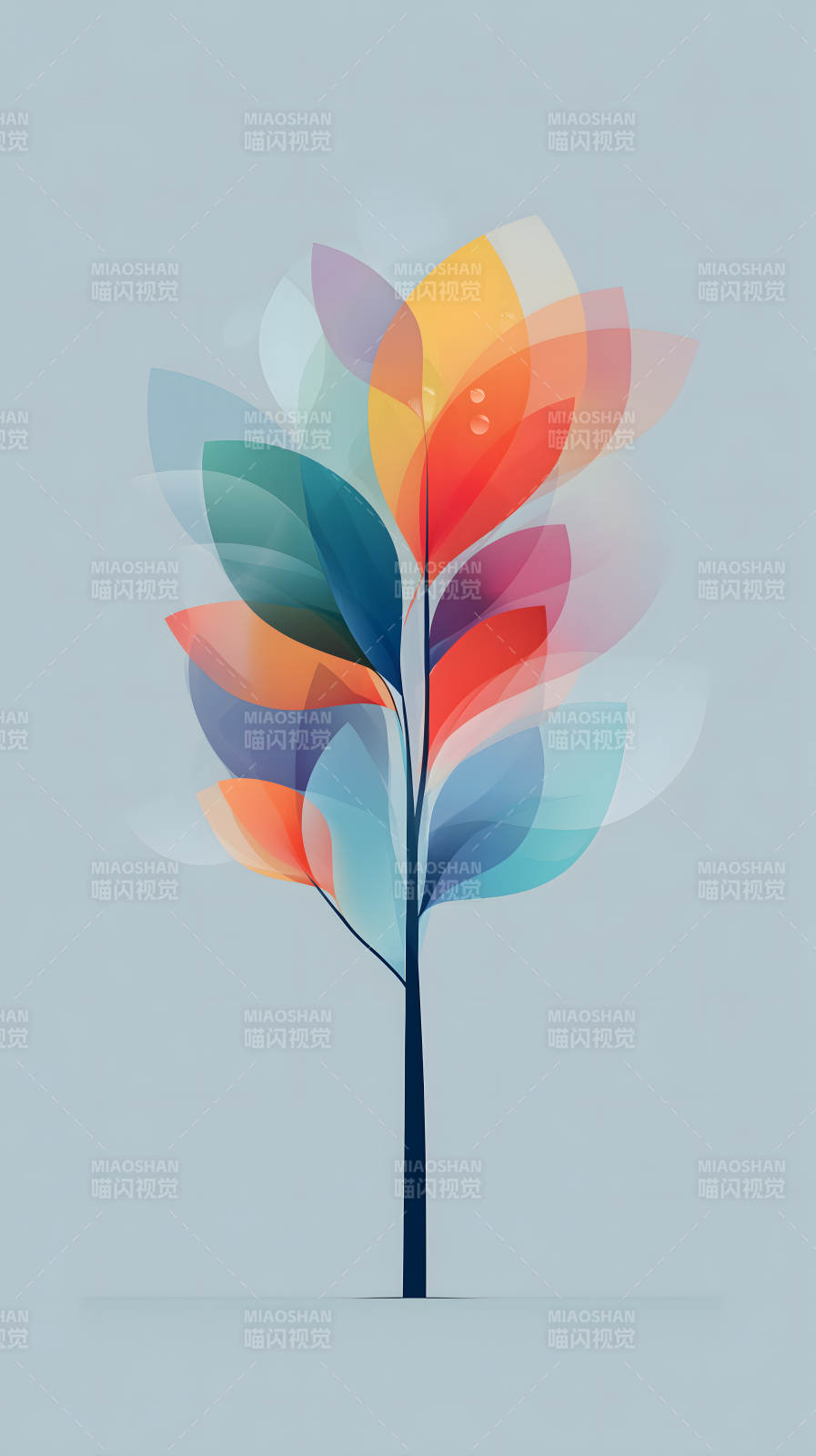 彩叶树木简洁唯美图片