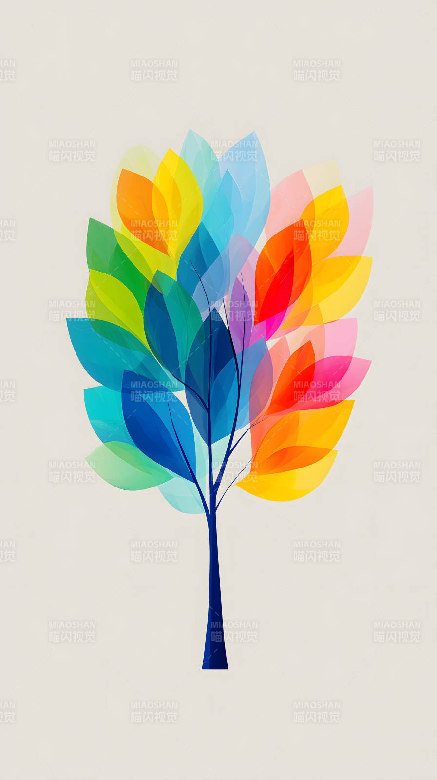 彩色树叶装饰画图片