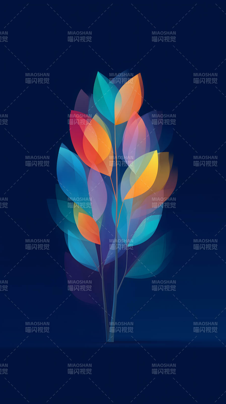 抽象树叶设计渐变色彩图片