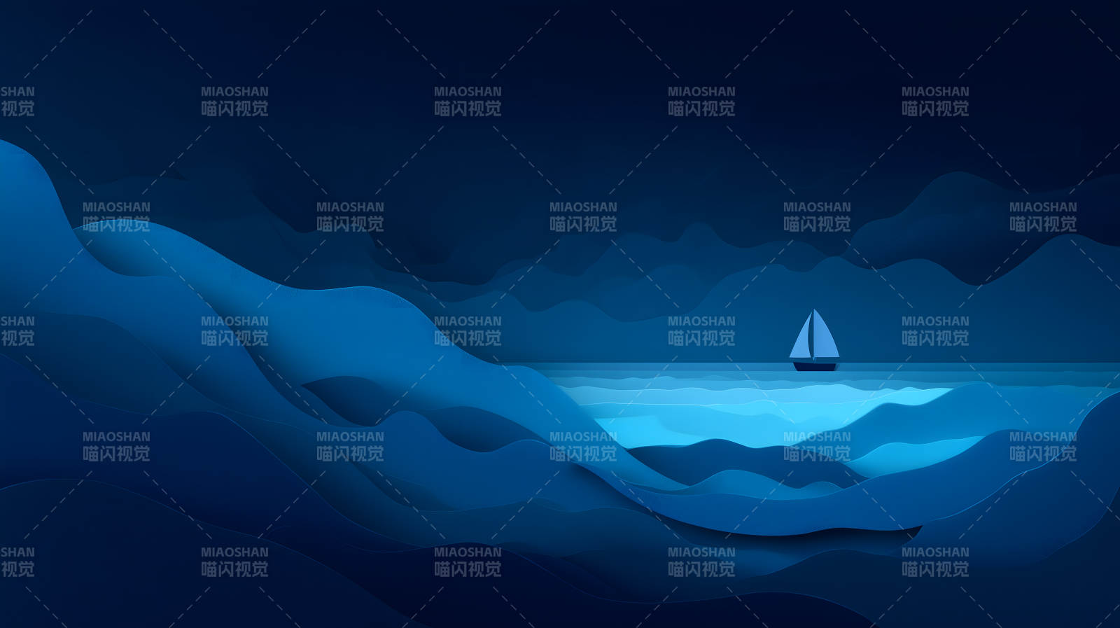 夜色航行孤帆远航图片