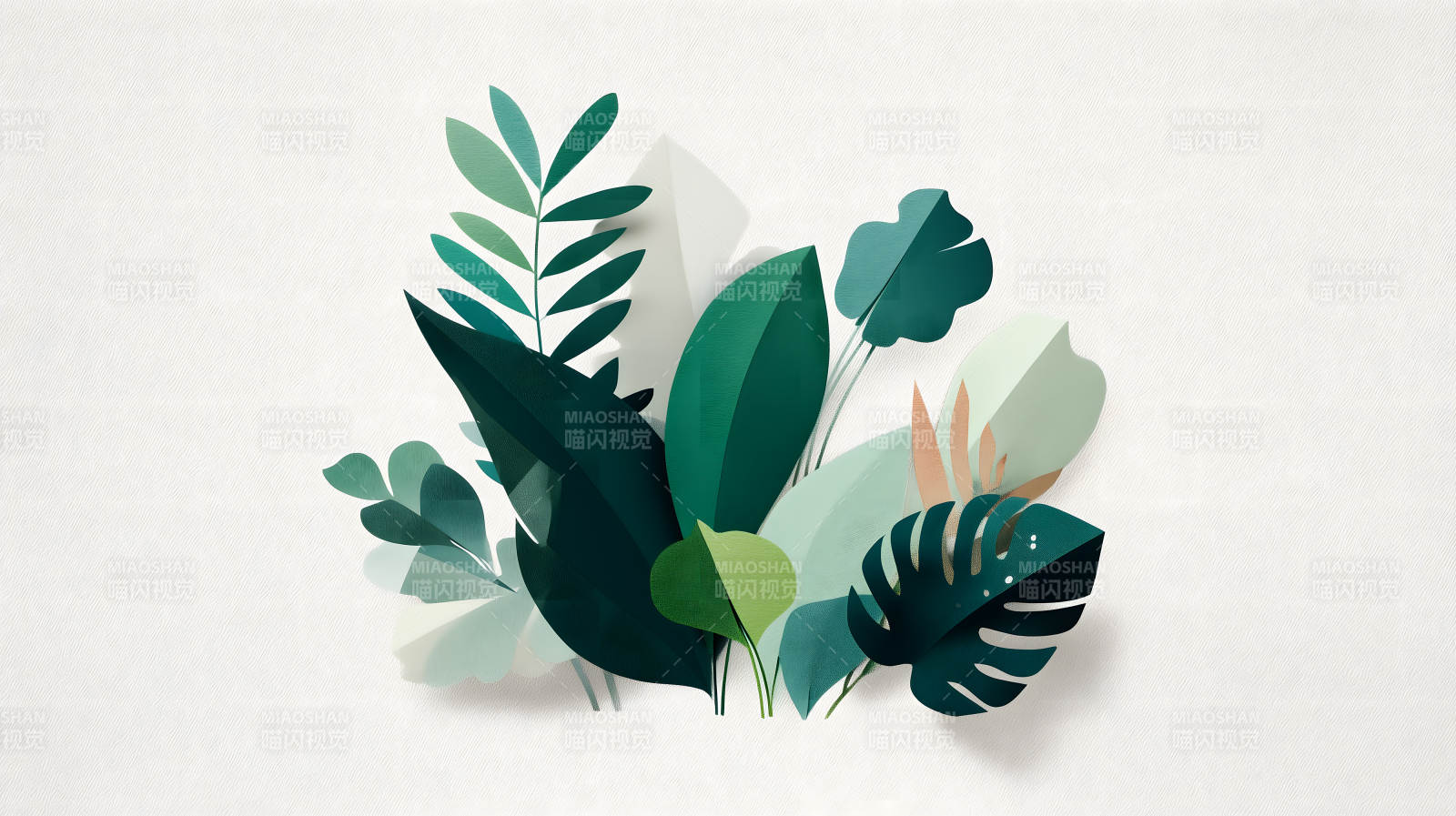 叶片组合清新唯美图片