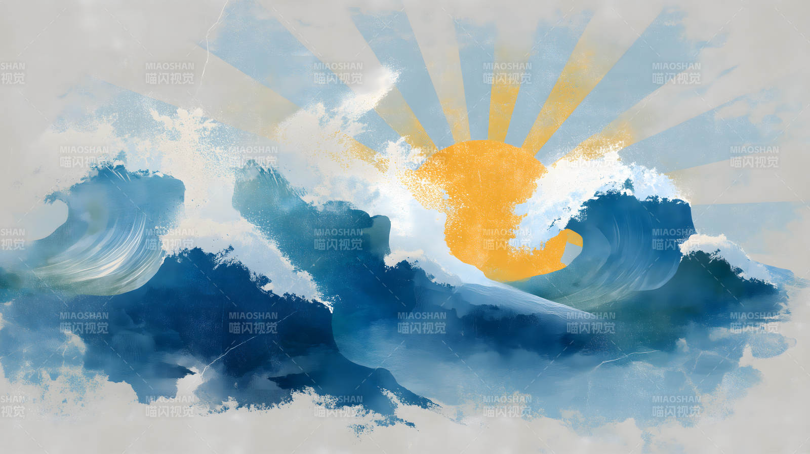 阳光海浪壮阔景象图片