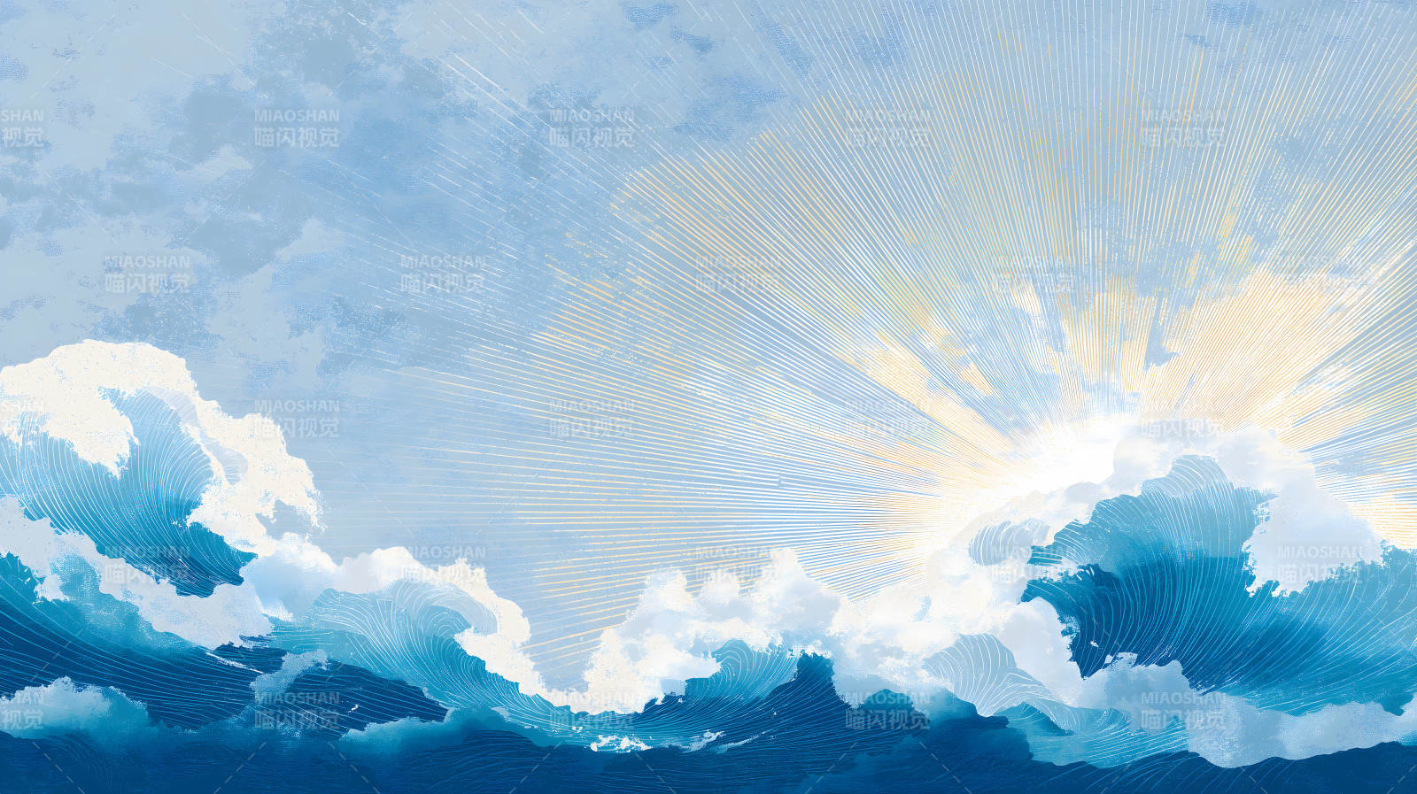 海浪阳光灿烂图片