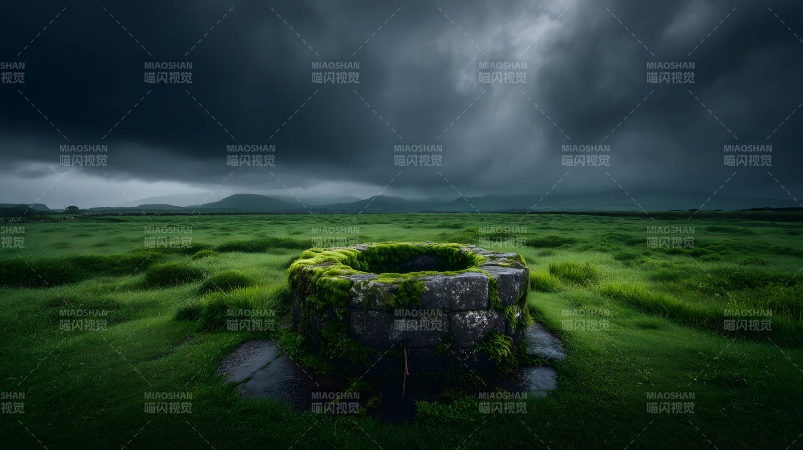 古井草地暴风雨云图片