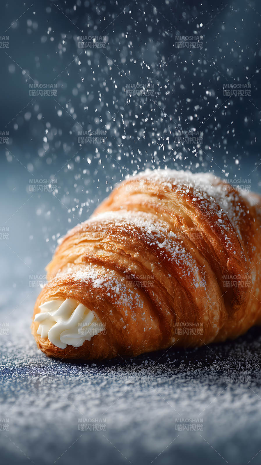 奶油面包撒粉图片