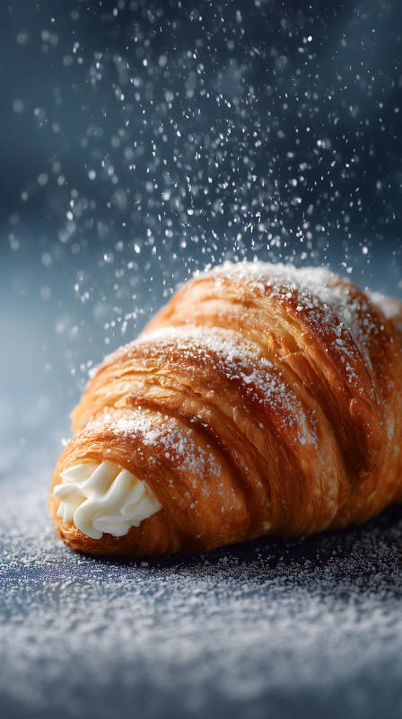 奶油面包撒粉图片