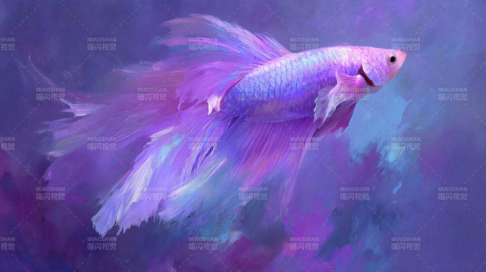 华丽的紫色斗鱼畅游图片