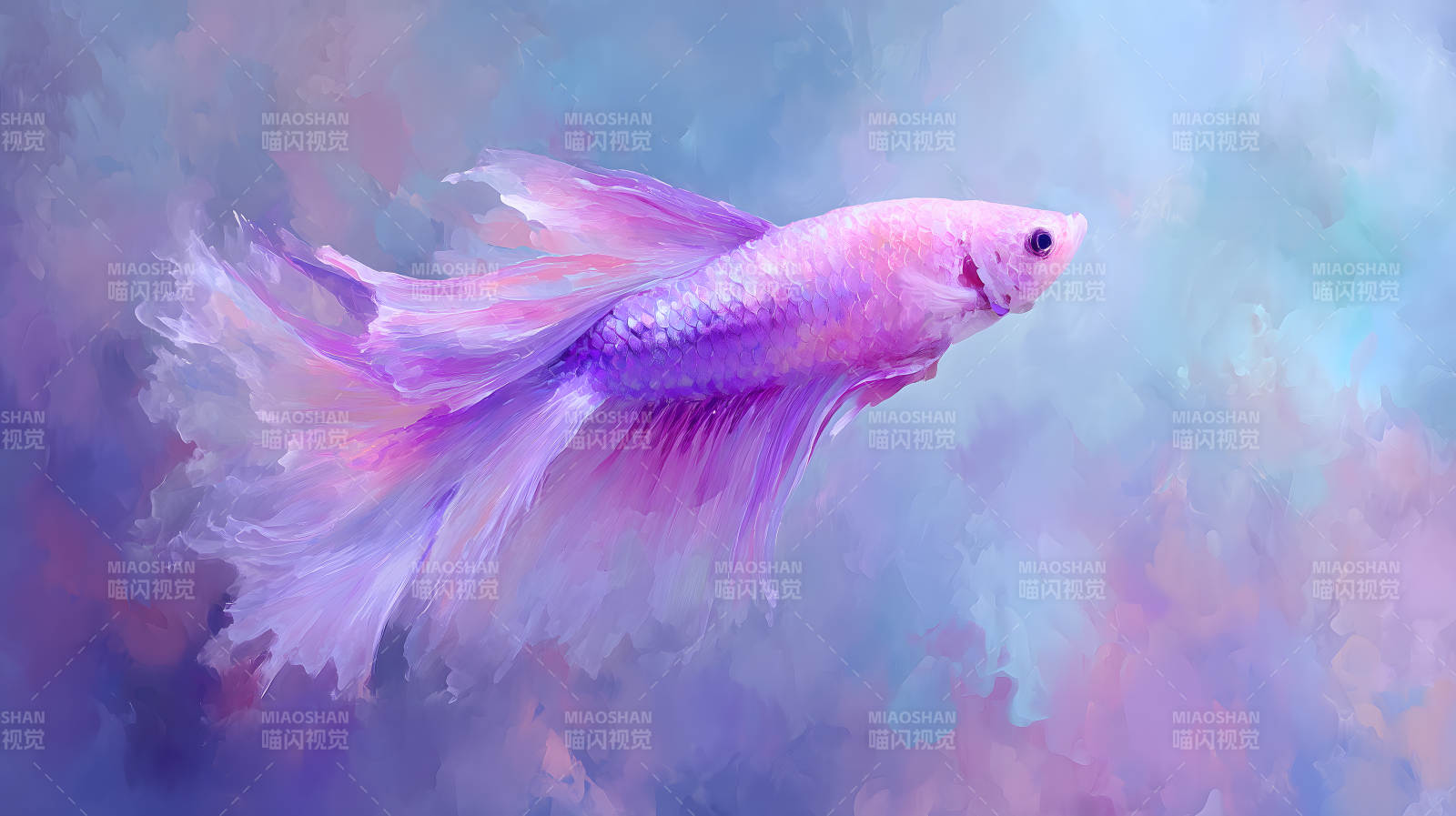 梦幻粉色斗鱼水中游弋图片