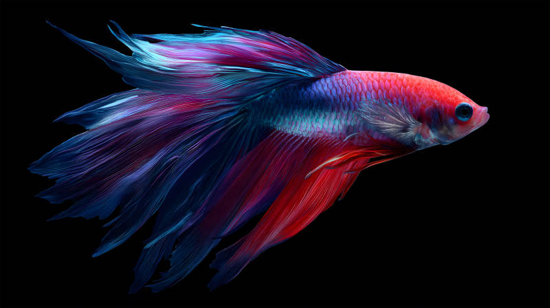 华丽的斗鱼在黑色背景中图片