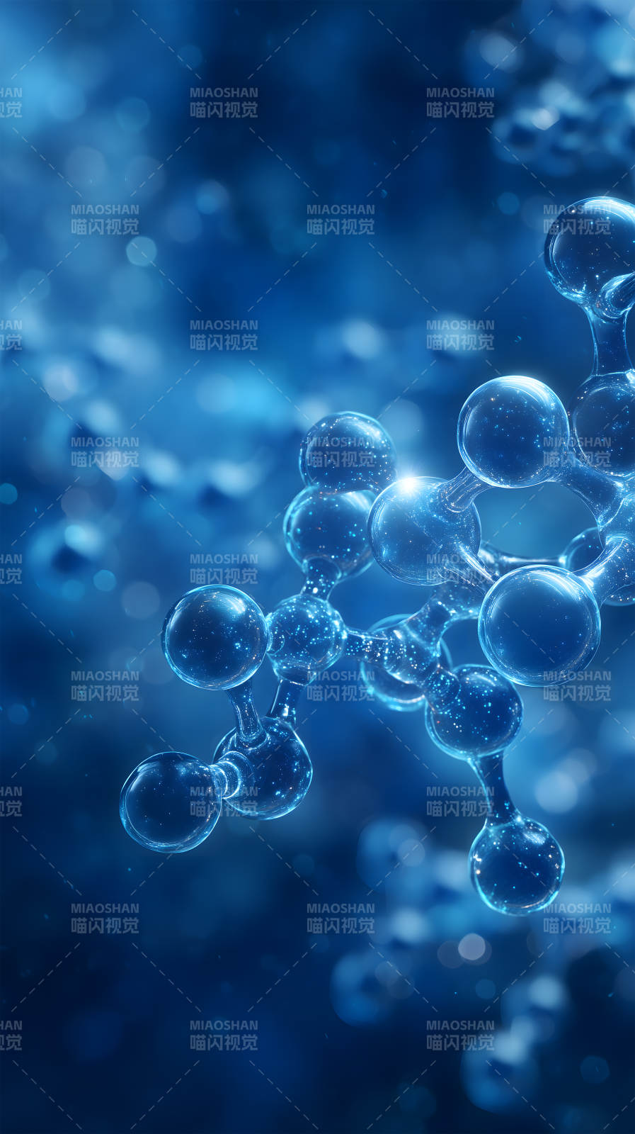 蓝色分子结构图图片