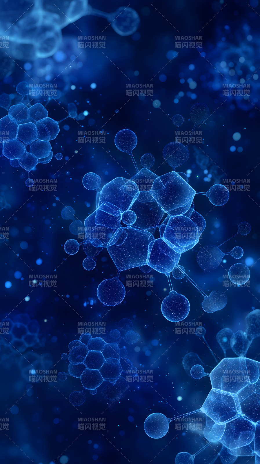 蓝色分子结构图图片