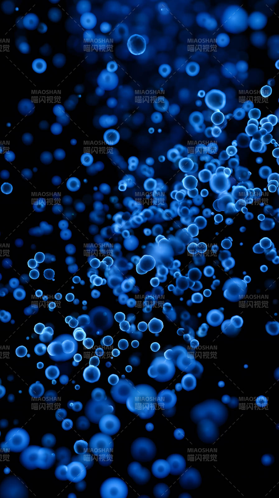 蓝色的光晕泡泡悬浮空中图片