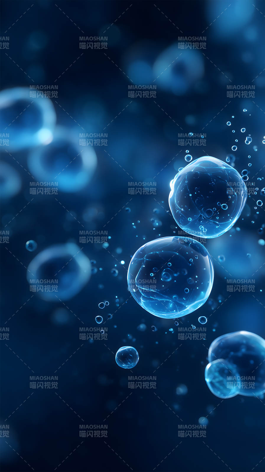 蓝色水泡悬浮质感图片