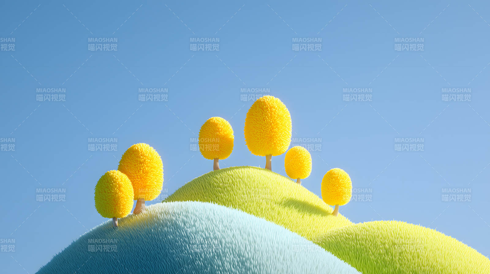 卡通山丘与树木图片