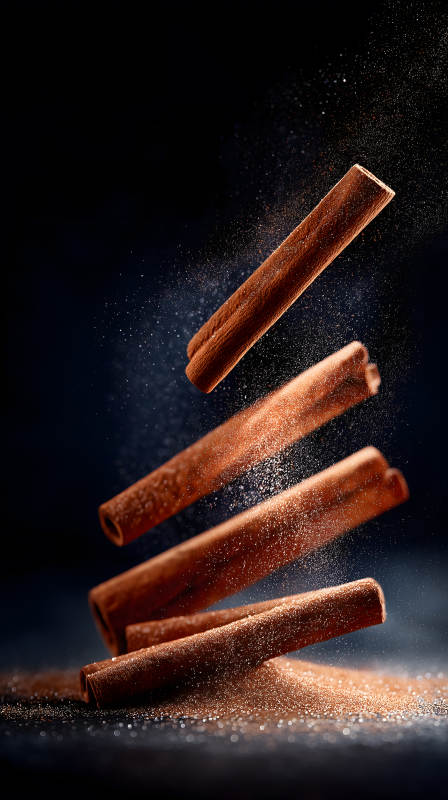 肉桂飞舞香气四溢图片