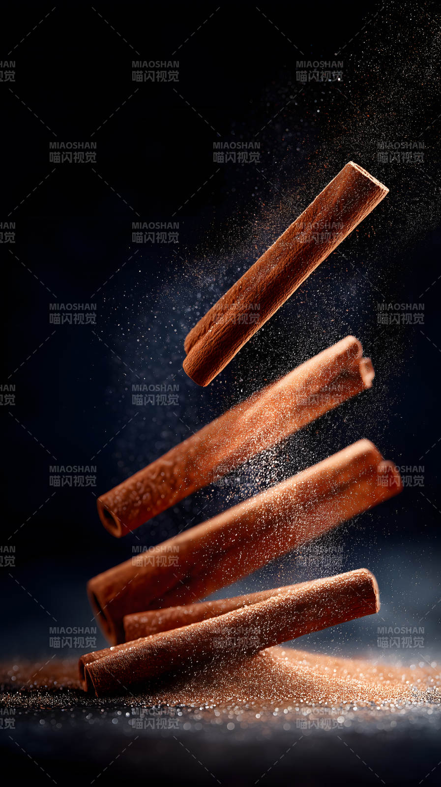 肉桂飞舞香气四溢图片
