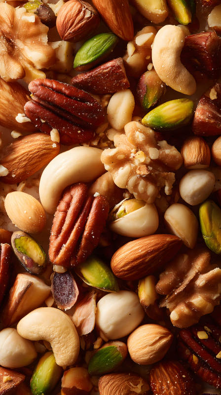 坚果集合特写图片