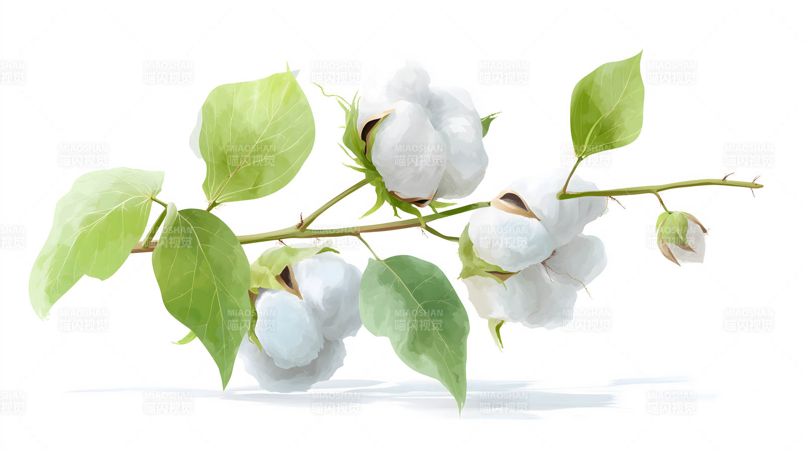 棉花枝叶特写高清图图片