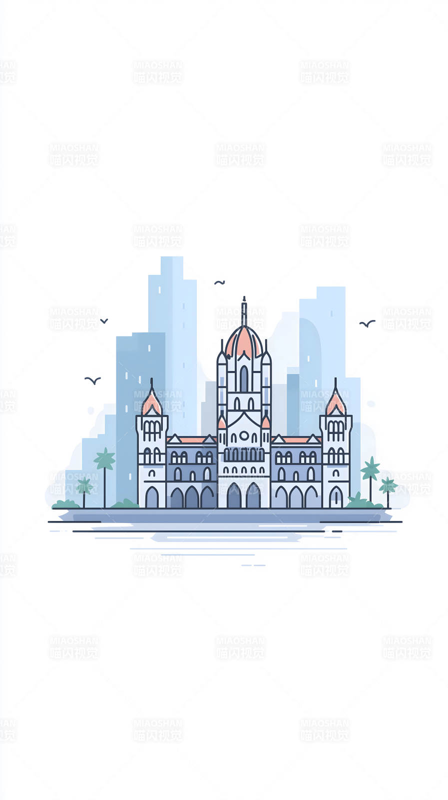 孟买维多利亚车站矢量图图片