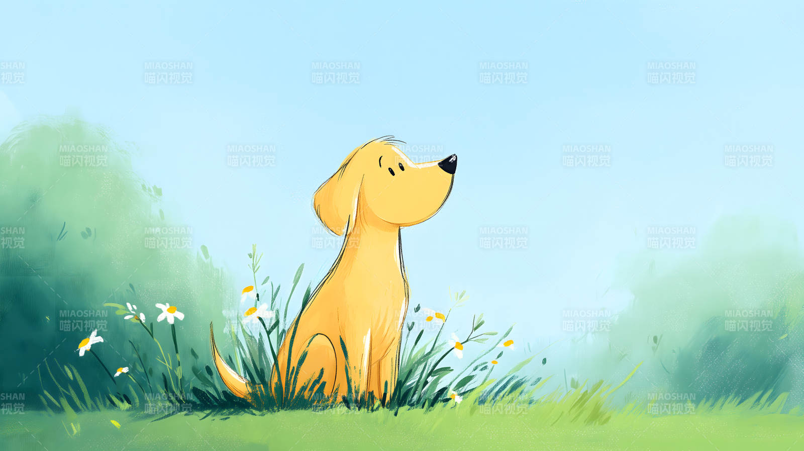 狗狗仰望蓝天图片