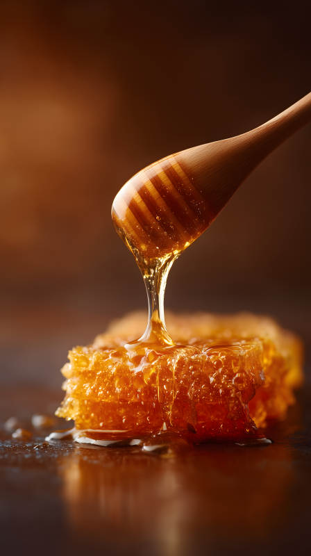 蜂蜜滴落蜂窝特写图片