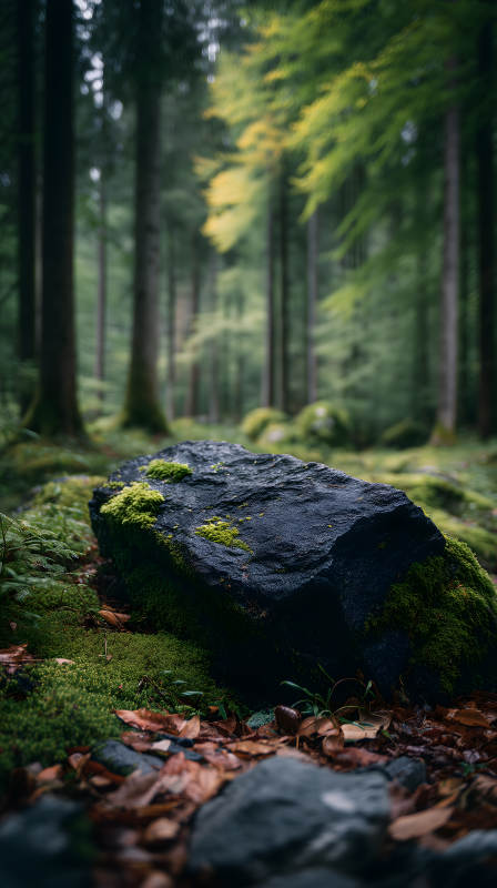 森林巨石苔藓葱茏图片