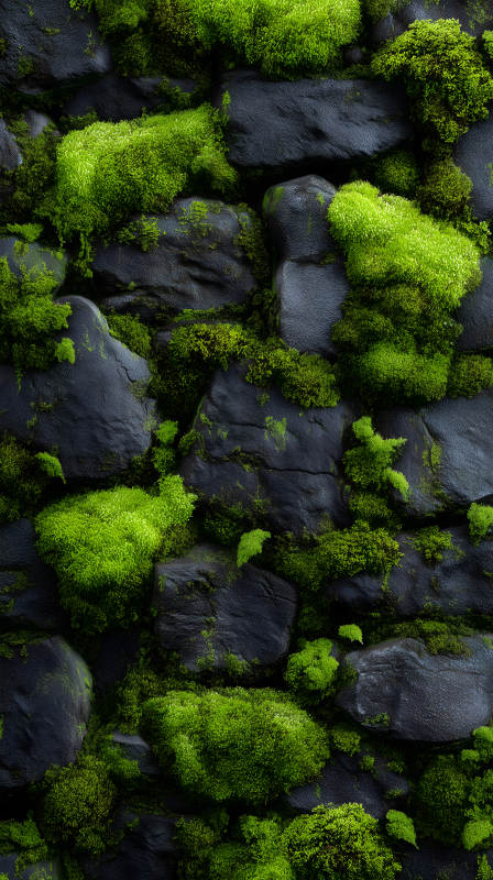 石头绿植生机勃勃图片