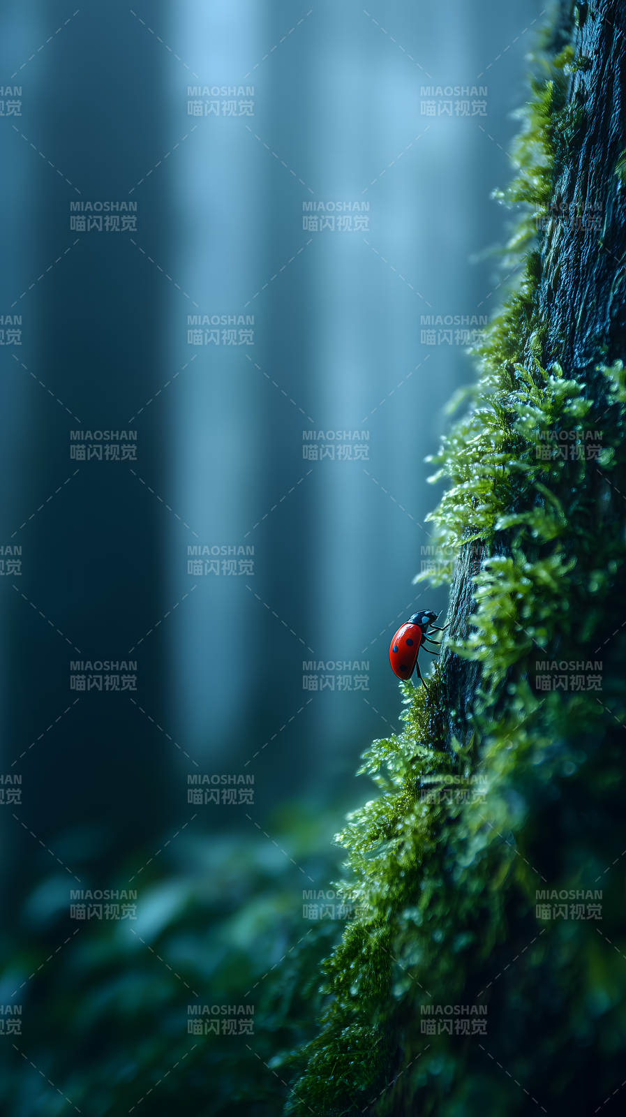 树干瓢虫翠绿世界图片