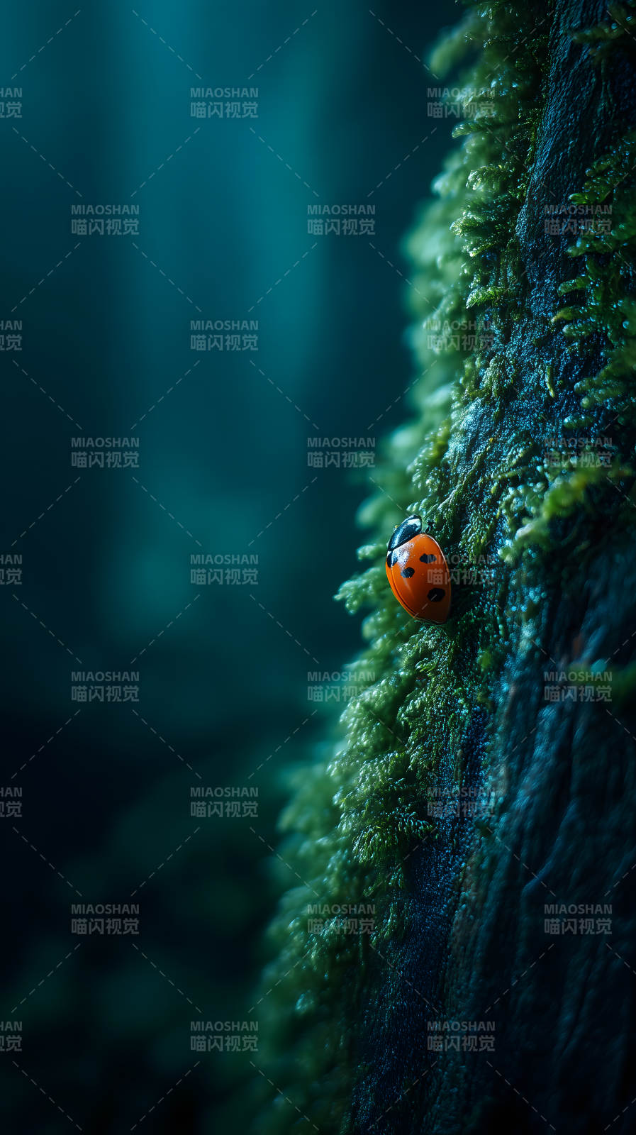 瓢虫苔藓世界宁静图片
