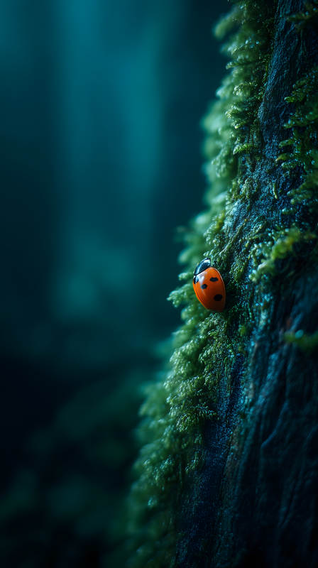 瓢虫苔藓世界宁静图片