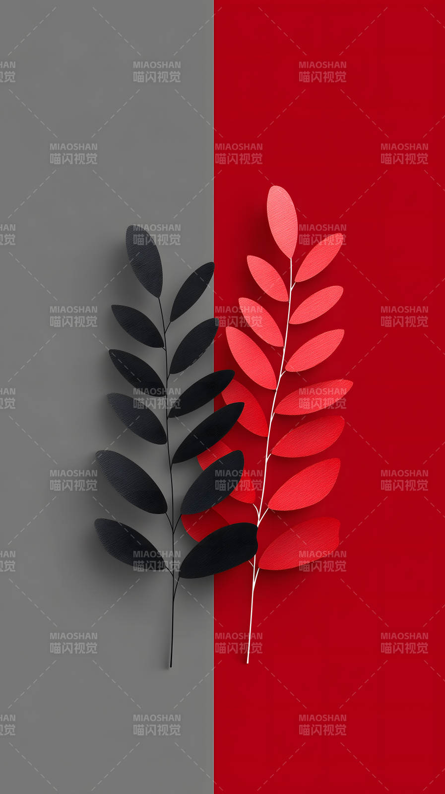 黑红对比叶子图片