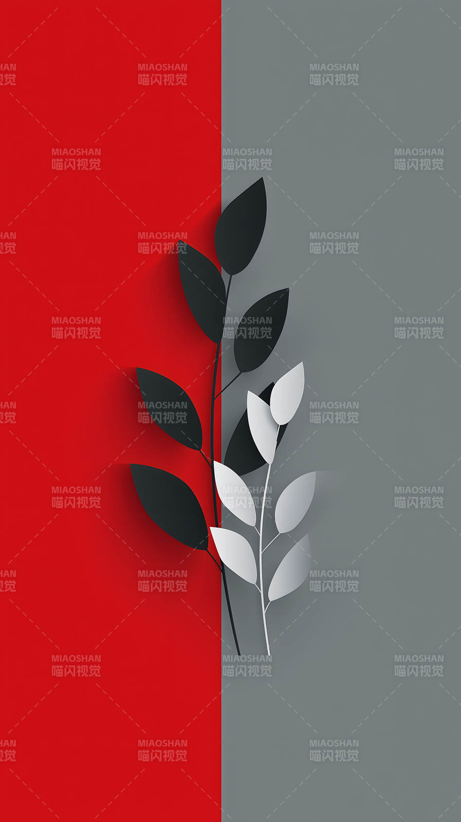 红灰简约植物图片