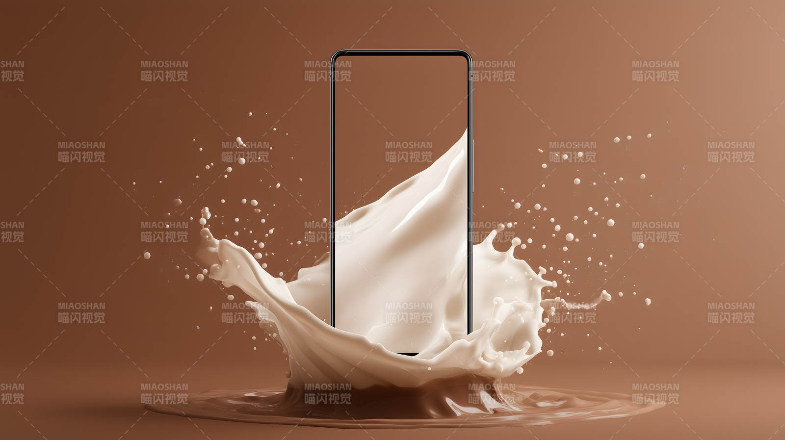 手机牛奶溅射设计图片