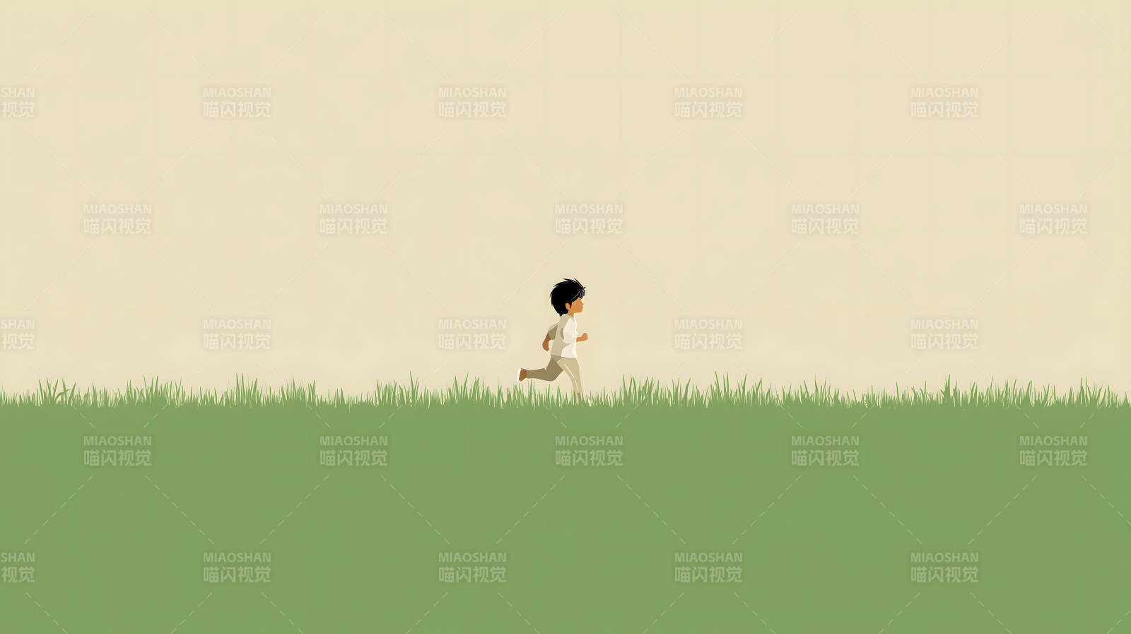 奔跑的孩童在草地上图片